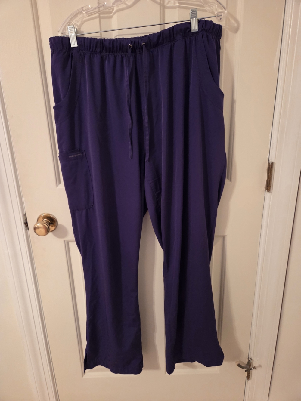 healing hands Purple Wide Leg Scrub Pants with Cargo Pocket